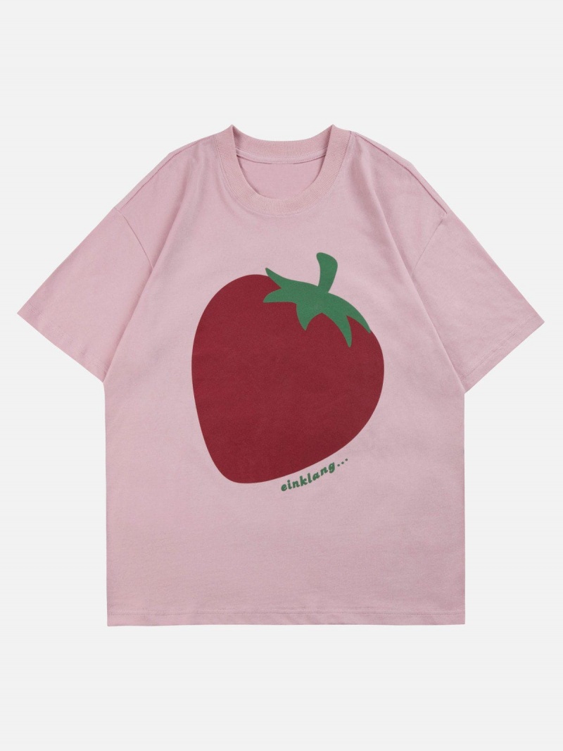 Noir  T Shirts Aelfric Eden Strawberry Print Coton Tee - ESM-5050690